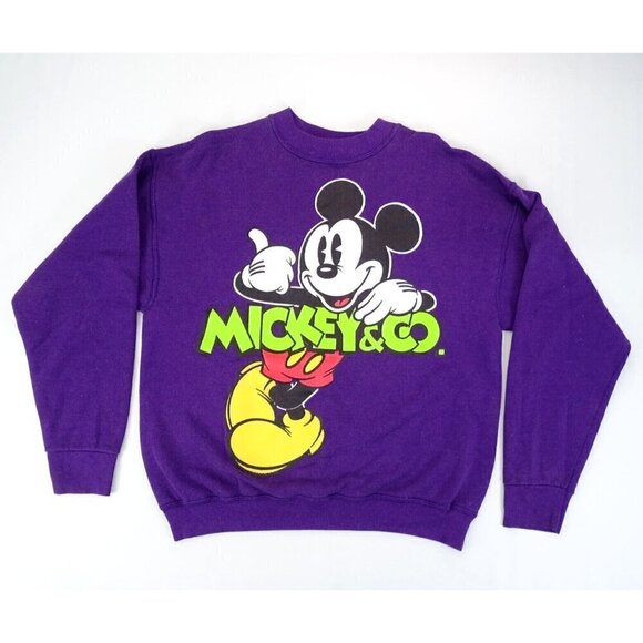 Vintage Disney Mickey‎ Co Mouse Crewneck Sweatshirt USA Size L Purple - Picture 2 of 9